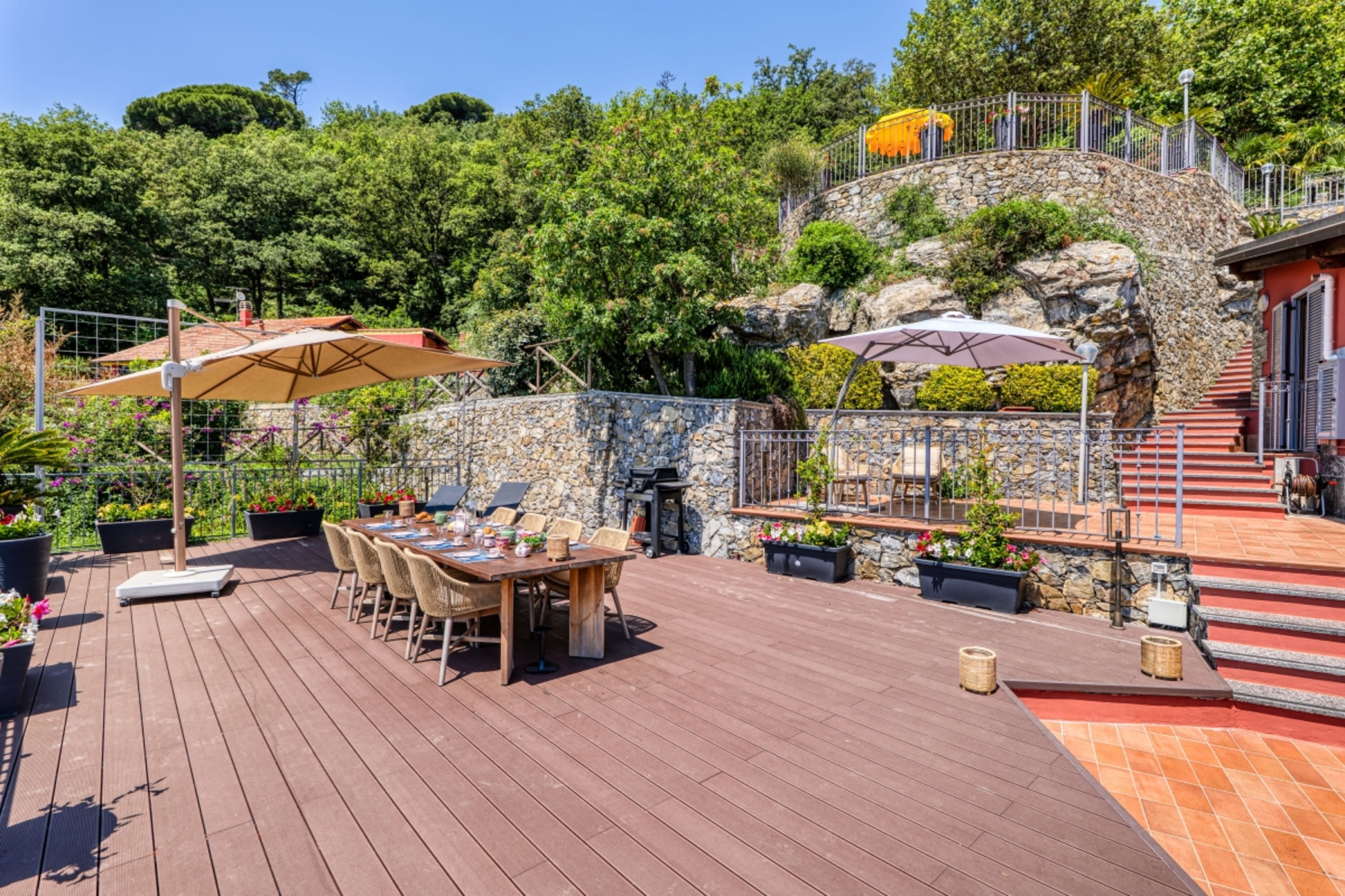 Dining terrace with a table for eight