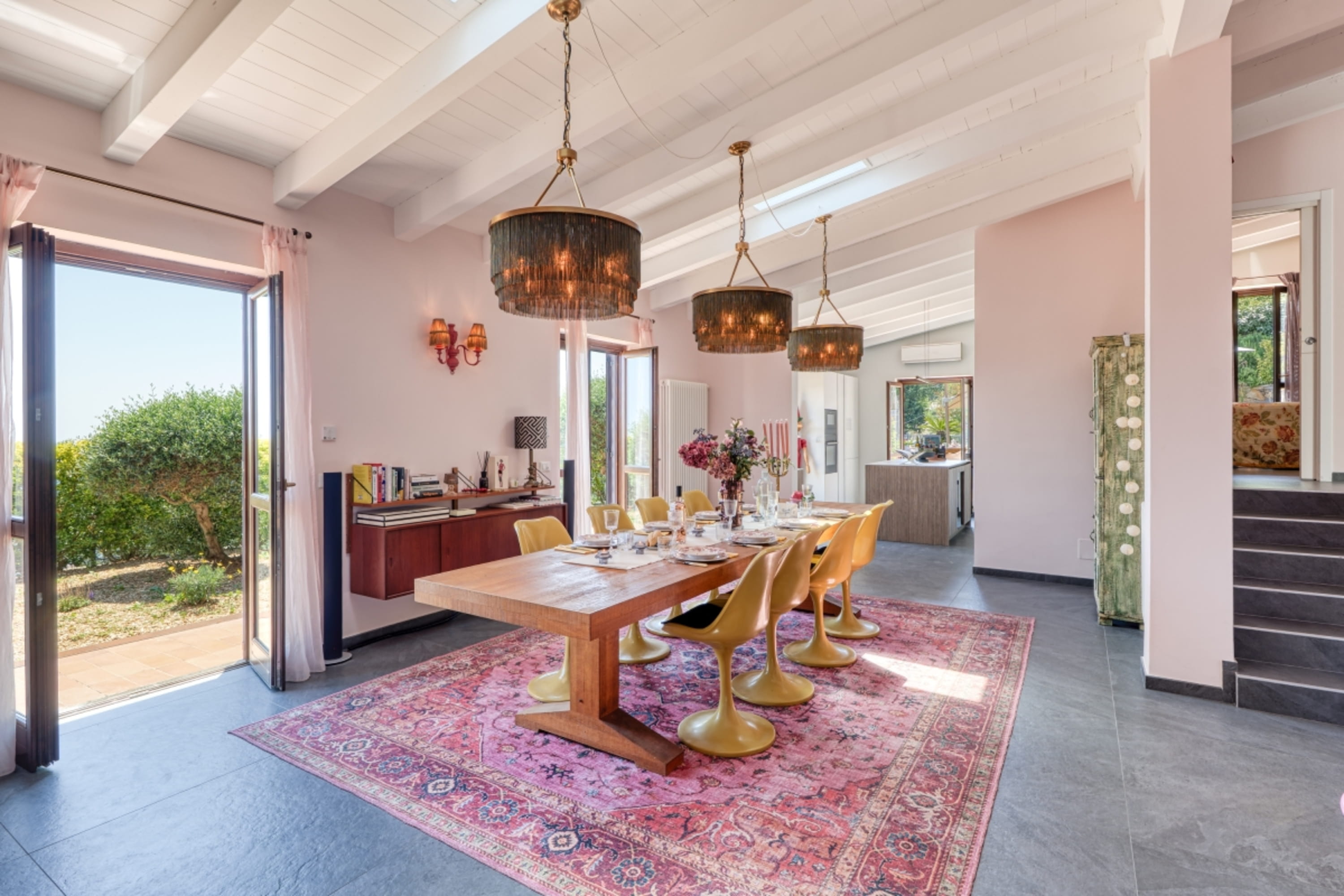 Dining table for eight in the living room